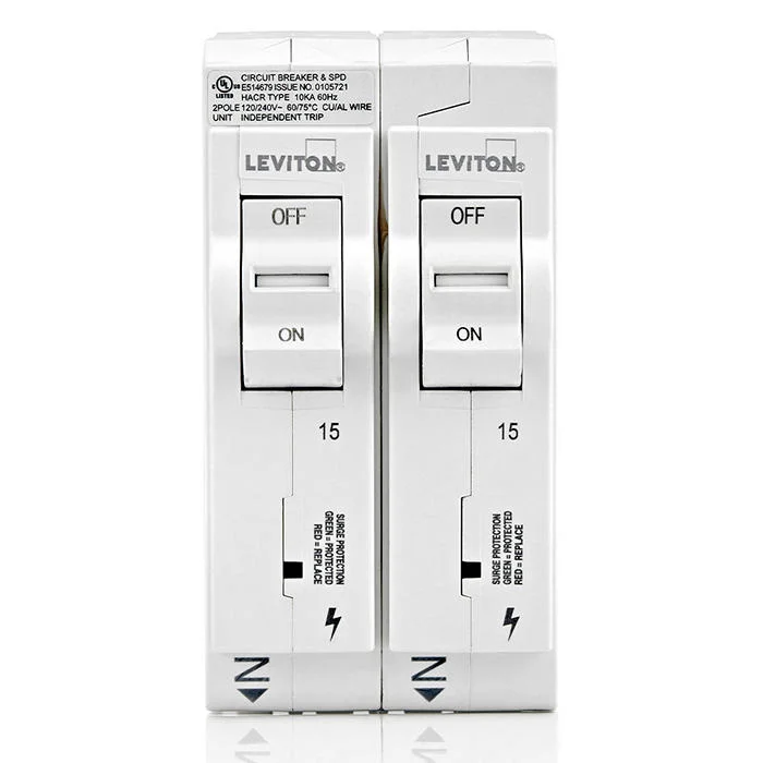 Surge Protective Device with Two 15A 1-Pole Standard Hydraulic Magnetic Branch Circuit Breakers, LSPD1 manufacturer product photo, What whole-home surge protection is designed to do guide for the Charleston Lowcountry