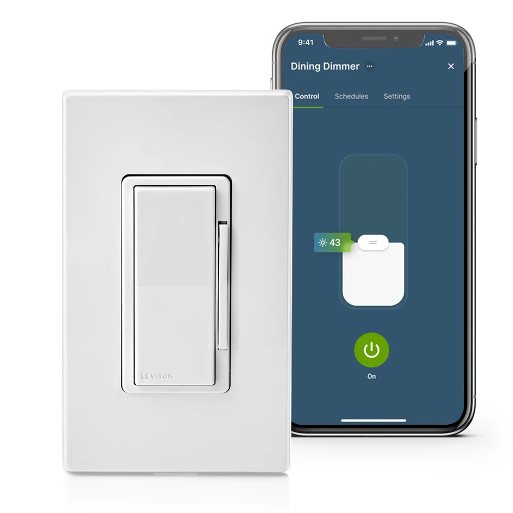 Decora Smart Dimmer Switch, Wi-Fi, Works with Matter, My Leviton, Alexa, Google Assistant, Apple Home/Siri & Wired or Wire-Free 3-Way, Neutral Wire Required, D36HD-1RW, White manufacturer product photo, Layer the light instead of increasing wattage guide for Charleston, SC