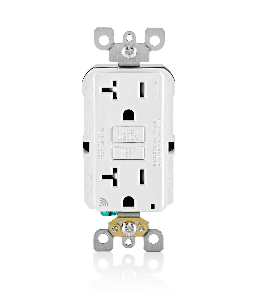 20 Amp SmartlockPro® Wi-Fi Certified Smart GFCI Receptacle/Outlet, White, D2GF2-KW manufacturer product photo, Protection, convenience, and connected devices guide for the Charleston Lowcountry