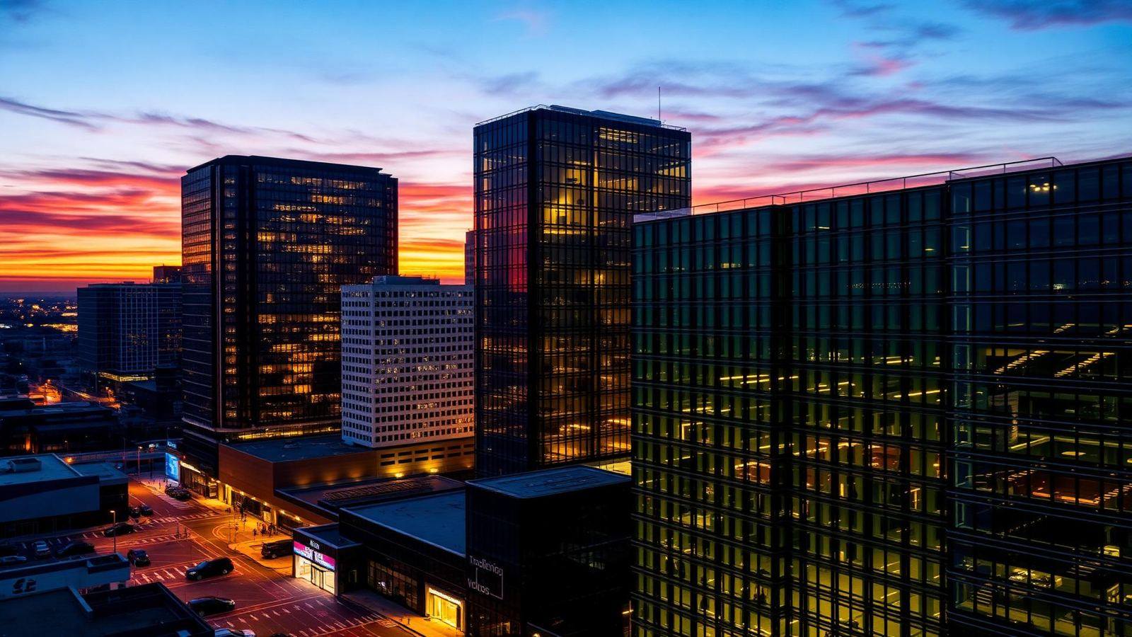Charleston commercial skyline at twilight